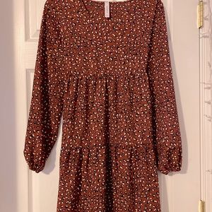 HoneyMe orange dress with navy and white dots size small with waist string